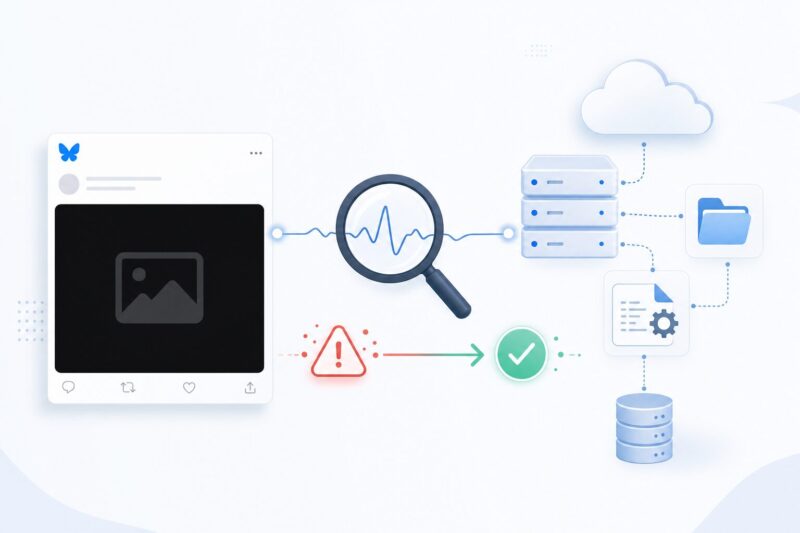 Blueskyで発生した不具合を、AIを活用することで分析・復旧ができた概念図